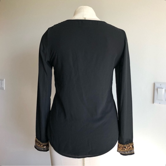 Long Sleeve Chiffon Blouse with Beaded Cuff - Picture 3 of 10